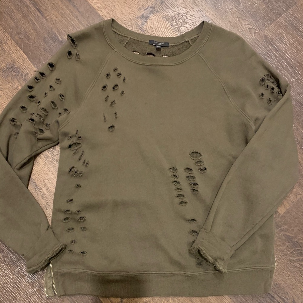 Army Green Distressed Longsleeve Sweater